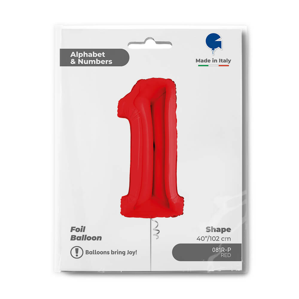 Ballon chiffre - rouge - 40" - Gonflage Hélium en boutique