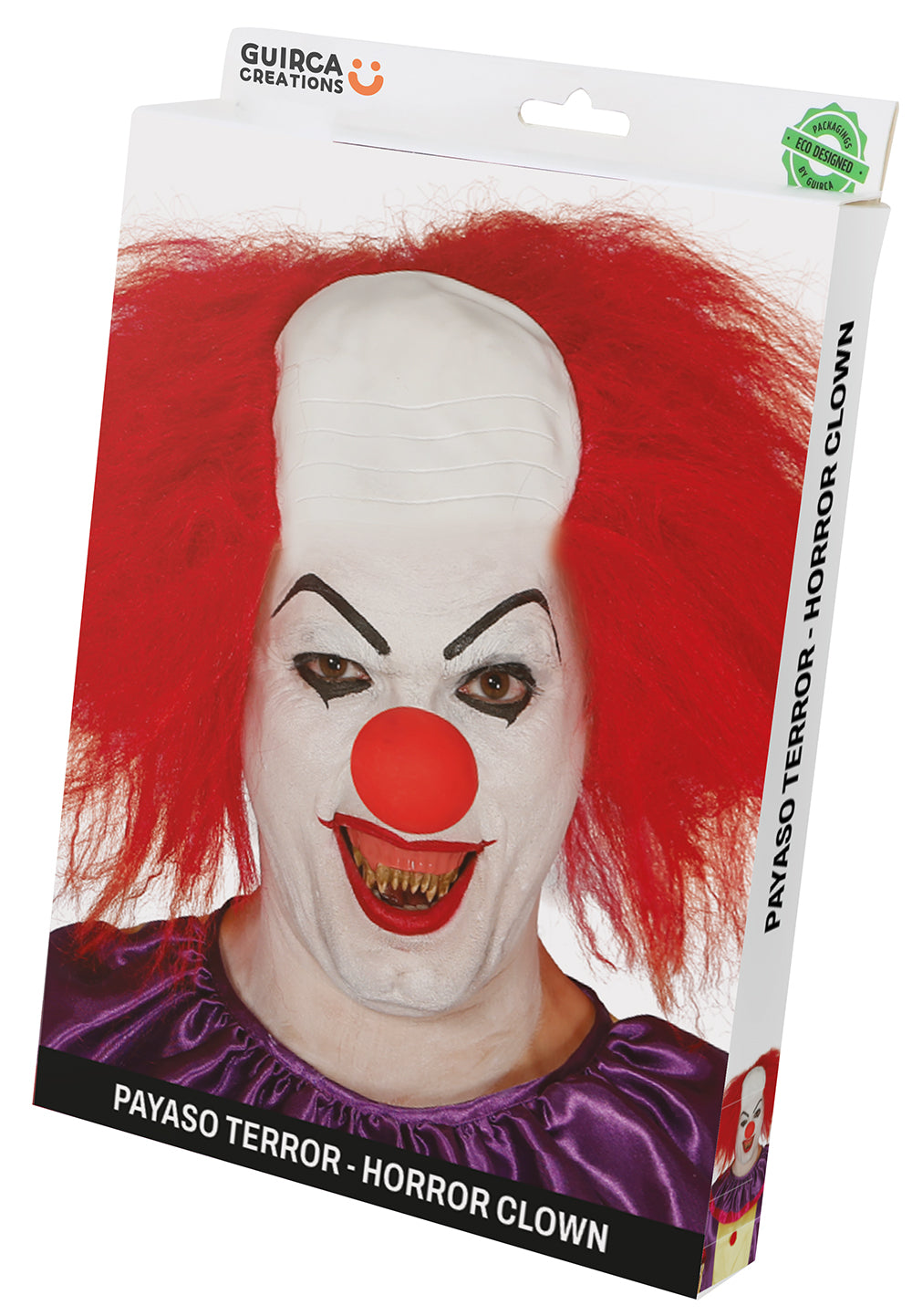 Scary red clown wig, synthetic hair, adult size