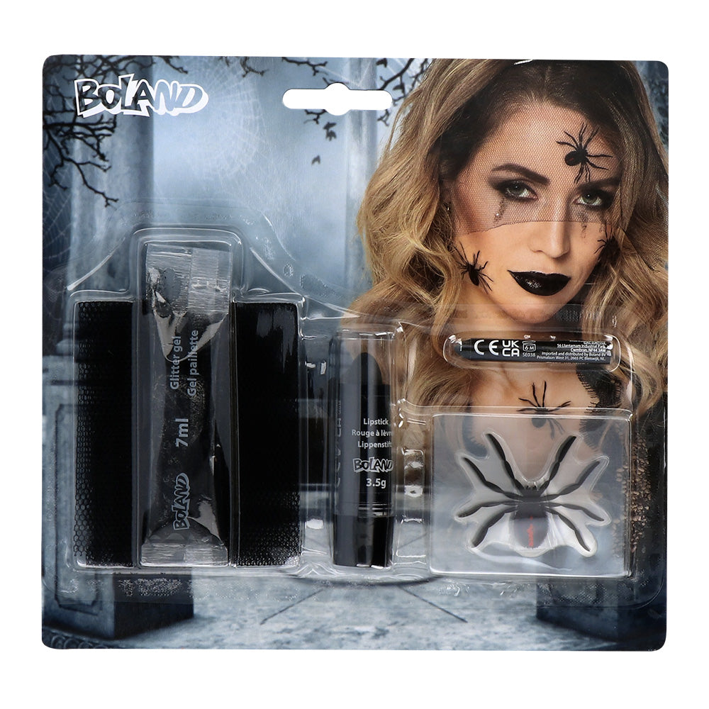 Halloween makeup kit: black widow with festive spiders