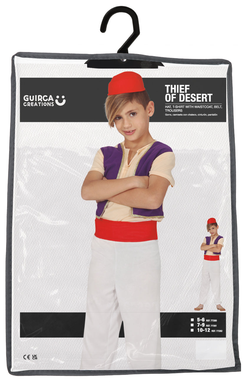 Desert thief costume for children, white and multicolored
