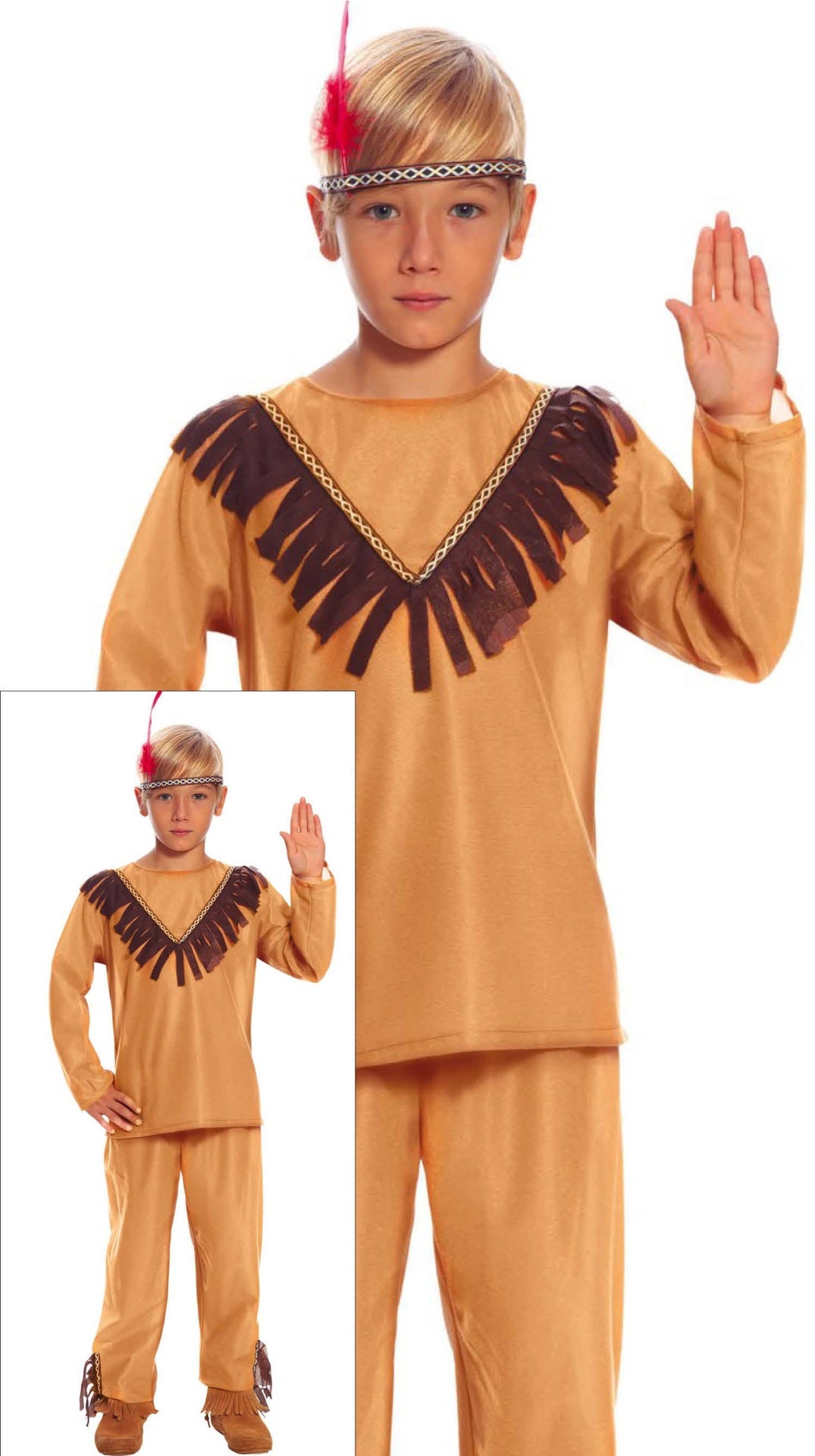 Déguisement indien enfant brun - 4 à 6 ans - polyester