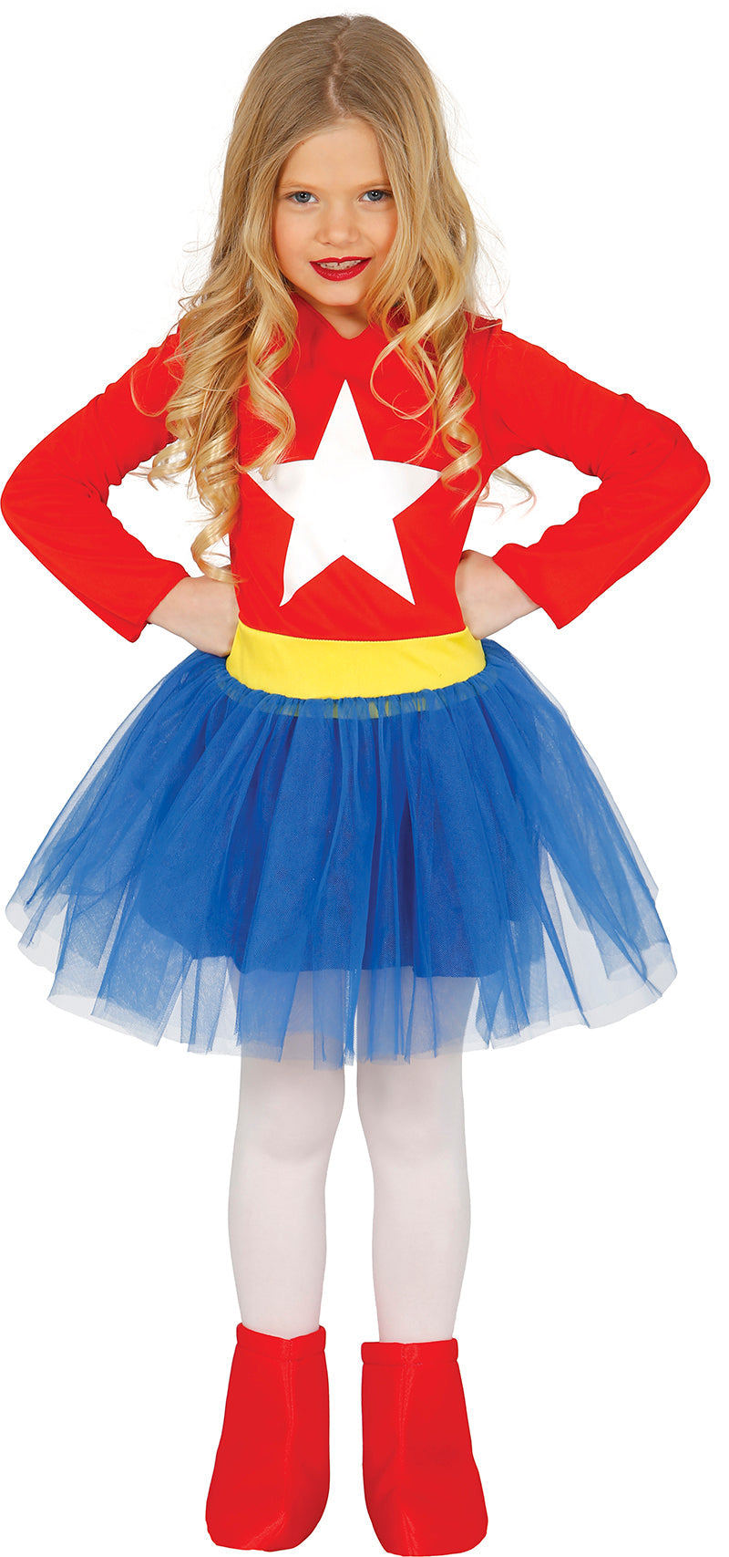 Red and blue superhero costume for children aged 5-6 years