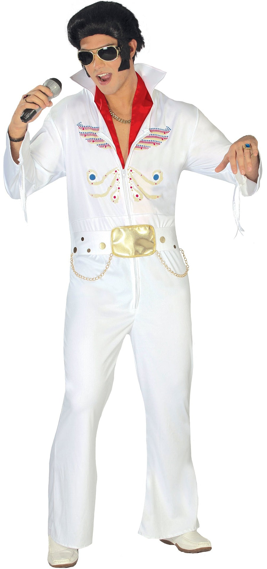 King of Rock Adult Costume - White and Gold - Size M