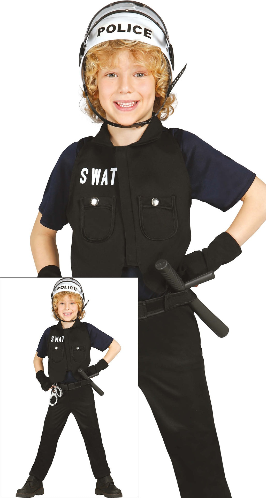 Déguisement Policier SWAT Garçon - Chemise, Gilet et Pantalo