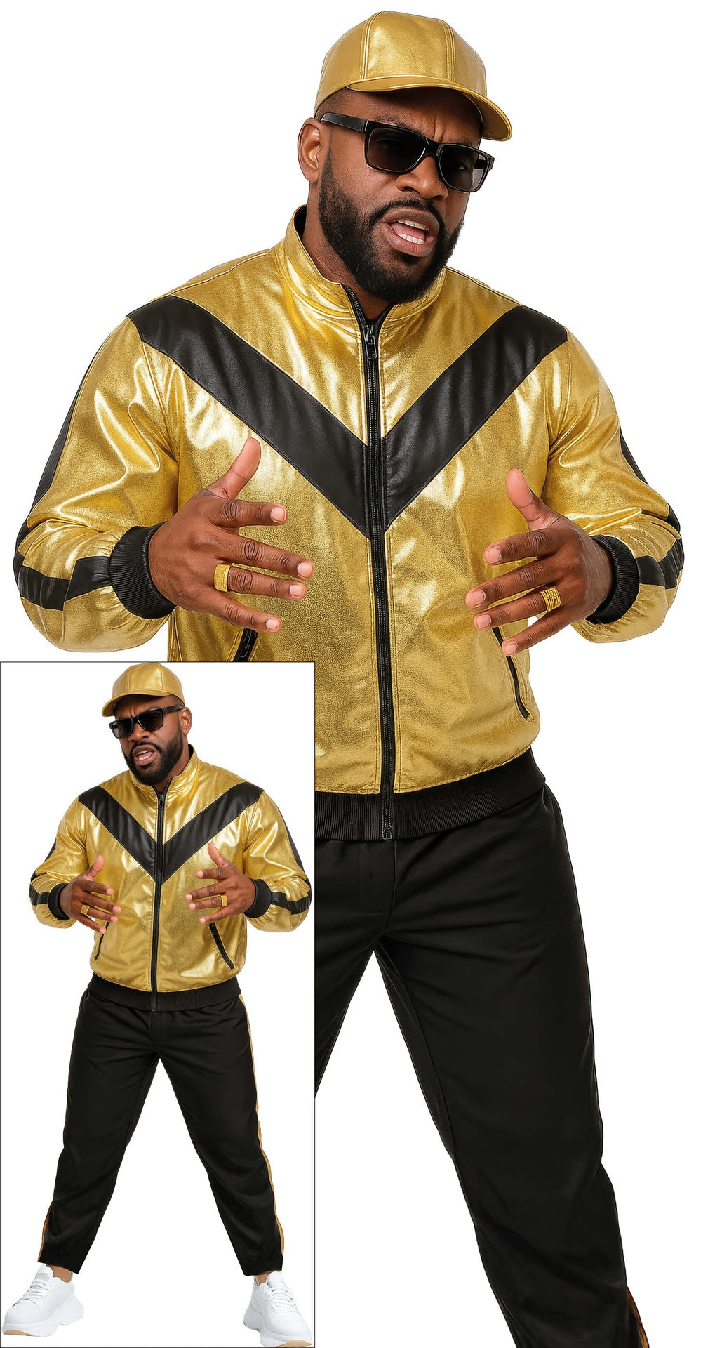 Déguisement Survêtement Doré Homme Adulte - Veste et Pantalo