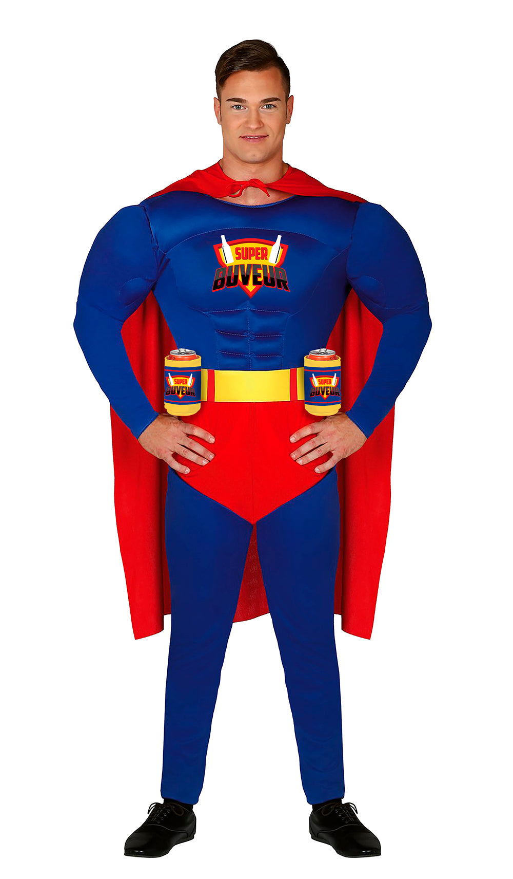 Super Drinker Men's Costume - Cape, Belt, Jumpsuit, and Cup Holder