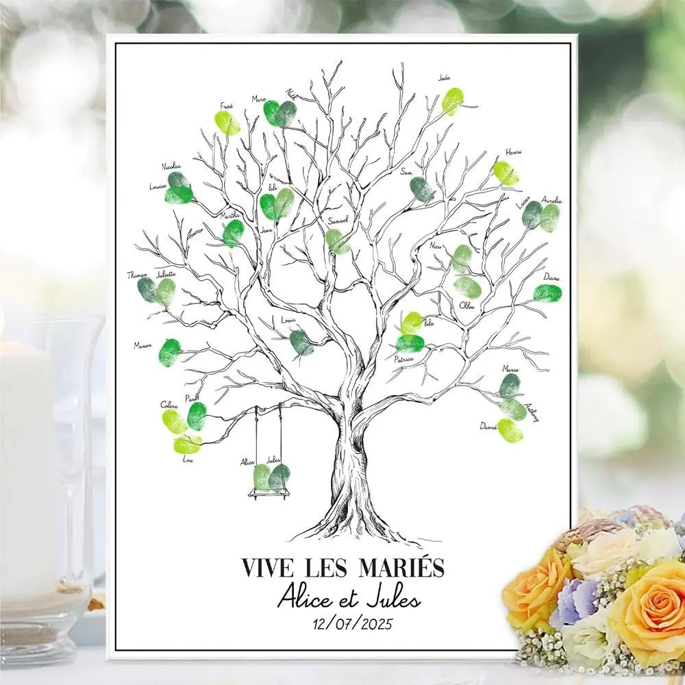 Hochzeit Fingerabdruck-Baum-Set – Leinwand 30 x 40 cm und Stempelkissen