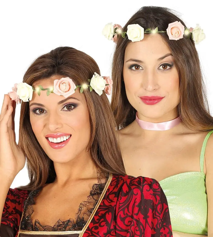 Tiare Fleurs Roses Lumineuse – Couronne LED
