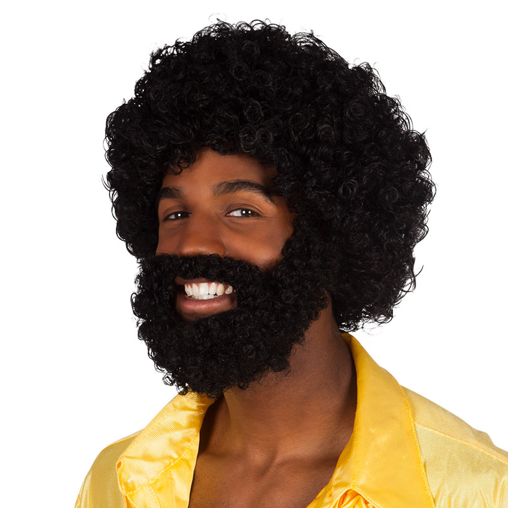 Perruque Homme Avec Barbe Noire