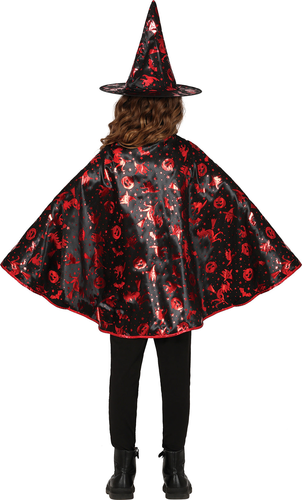 Set Sorcière 50 cm Noir/Rouge – Halloween et Déguisement Sorcière