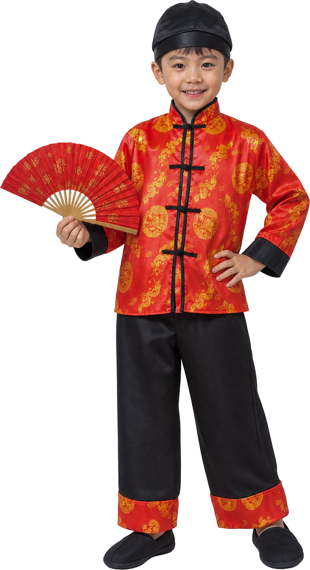 Déguisement chinois enfant rouge et noir