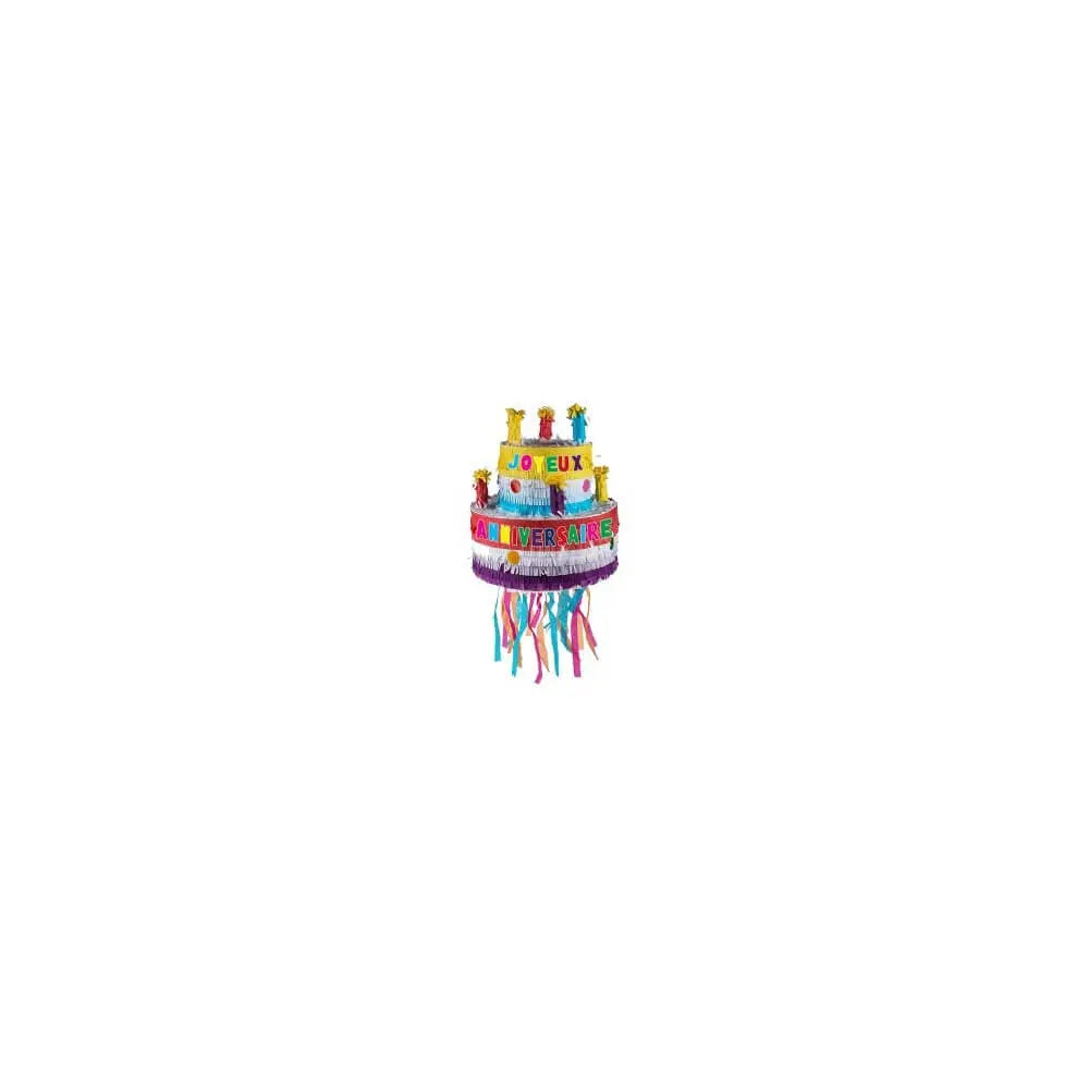 Piñata Silhouette « Gâteau d’Anniversaire » (29 x 29 x 31 cm) – La part belle de la fête !