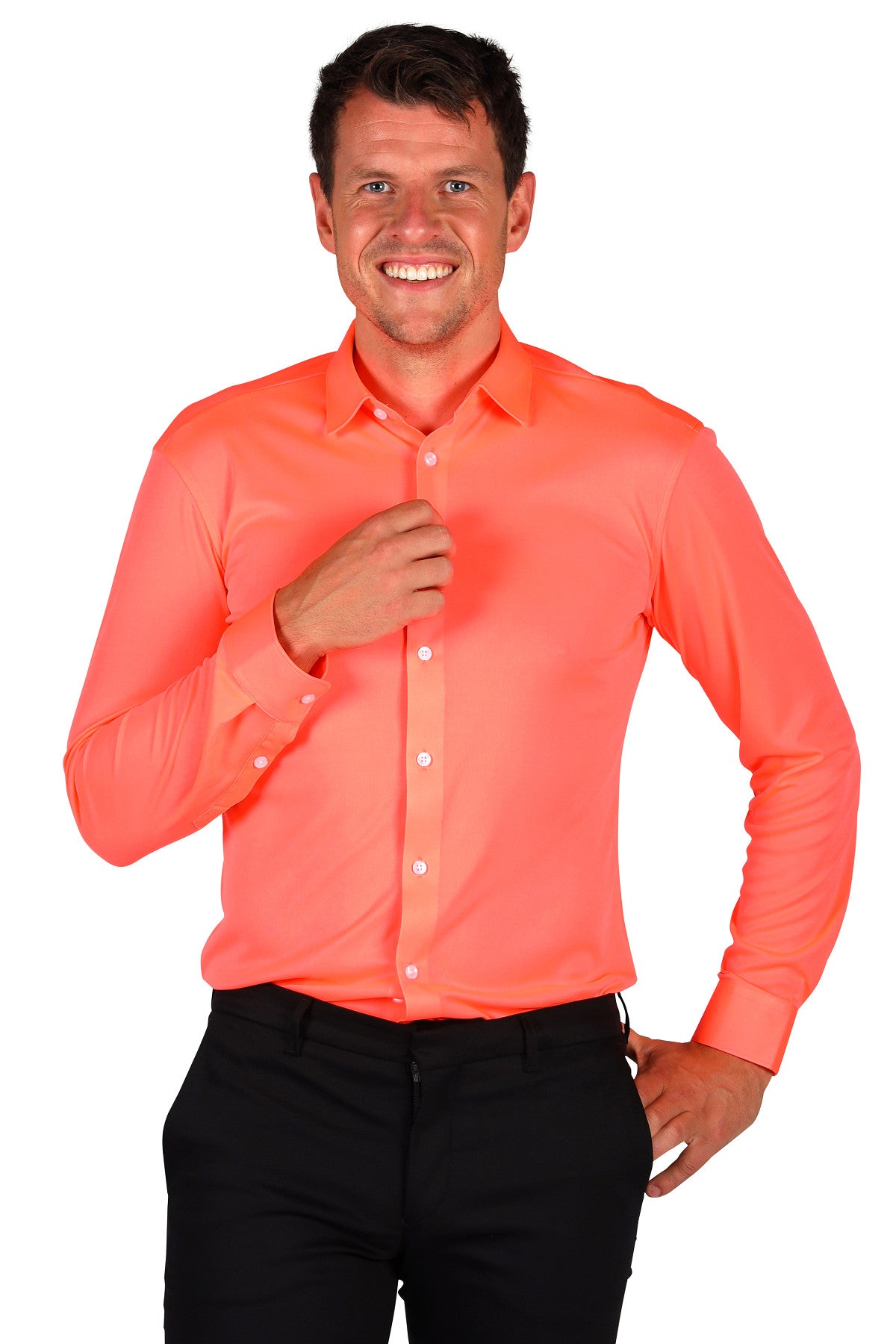 Chemise Néon Orange Homme Tailles S à XL – Soirée Fluo et Festival
