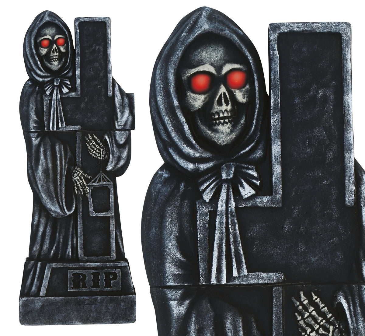 Pierre Tombale Squelette et Croix Lumineuse – Décoration Halloween Cimetière