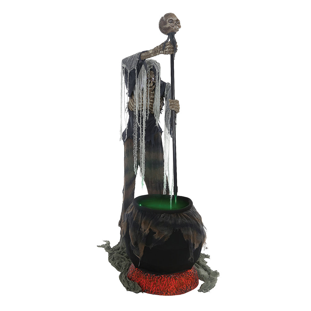 Décoration Halloween Squelette et Chaudron Animé et Sonore 180 cm – Maison Hantée