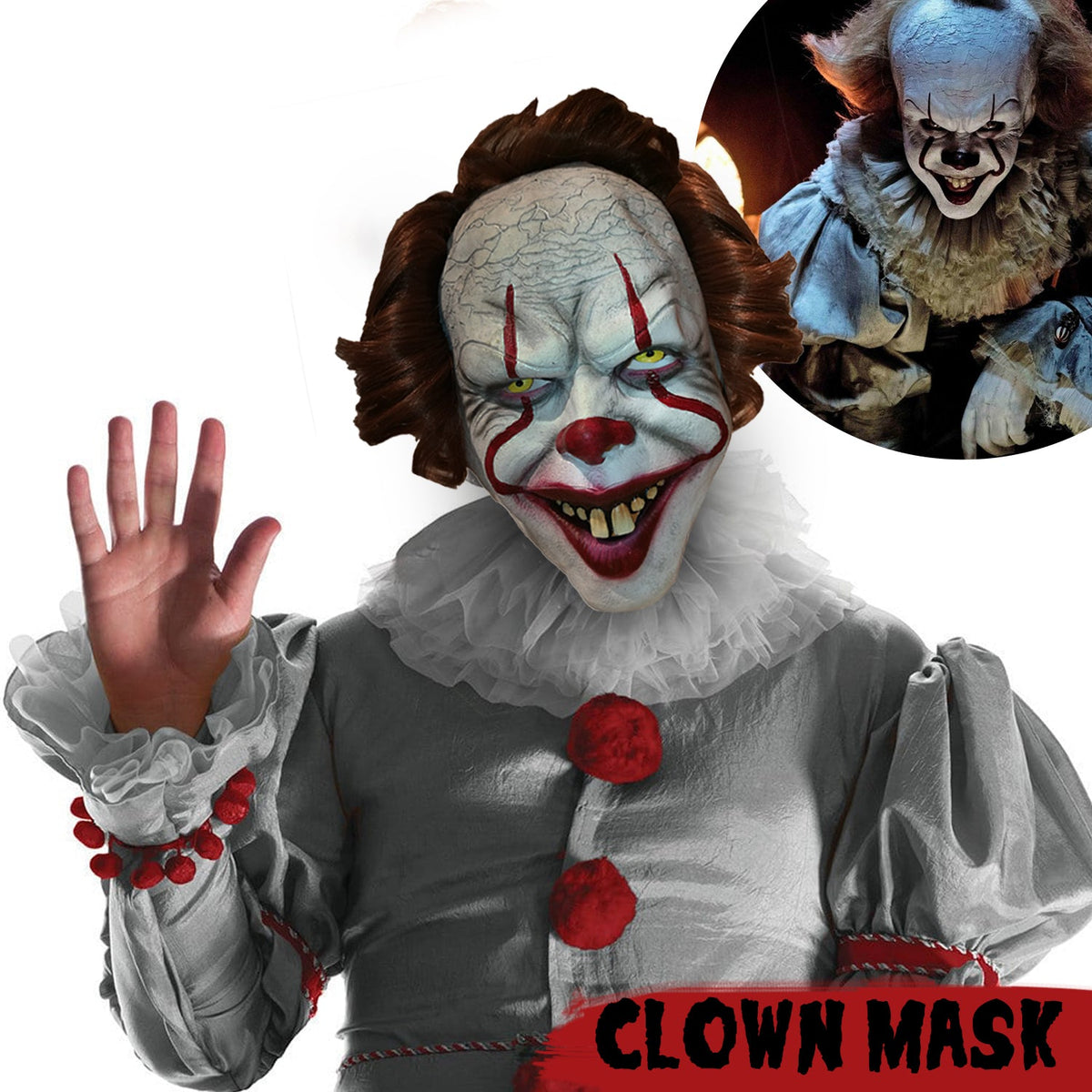 Masque Clown Intégral en Latex Original Cup – Halloween, Carnaval et EVG