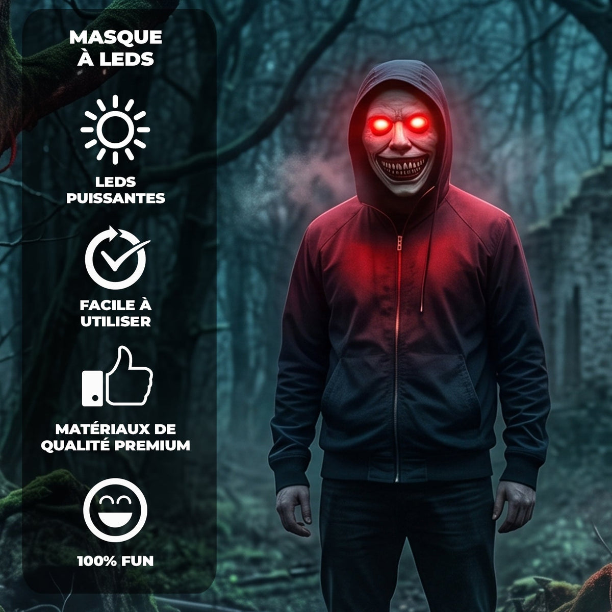 Masque LED Red Eyes (Yeux Rouges) en Latex Original Cup – Halloween et Carnaval