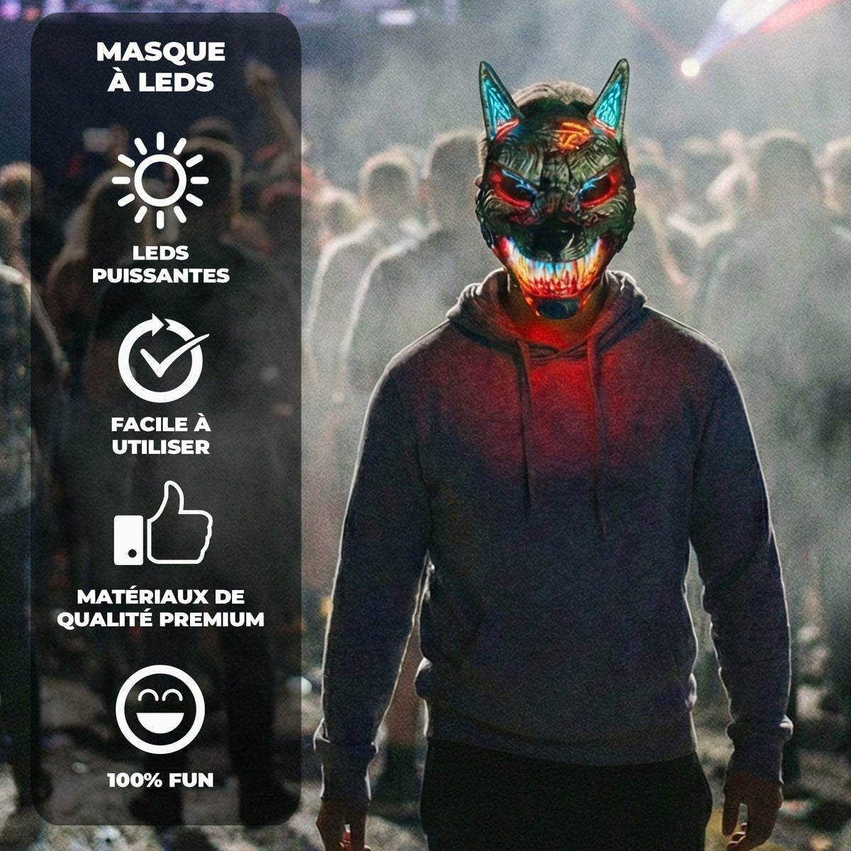 Masque LED Loup Original Cup – Halloween, Festival et Soirée Déguisée