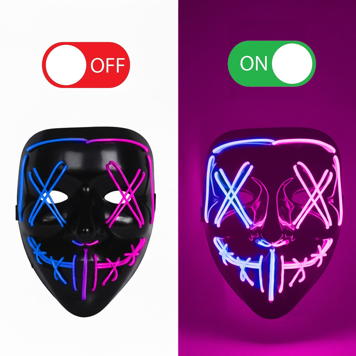 Masque LED Nightmare (Cauchemar) Double Face Bleu et Rose Original Cup – Soirée