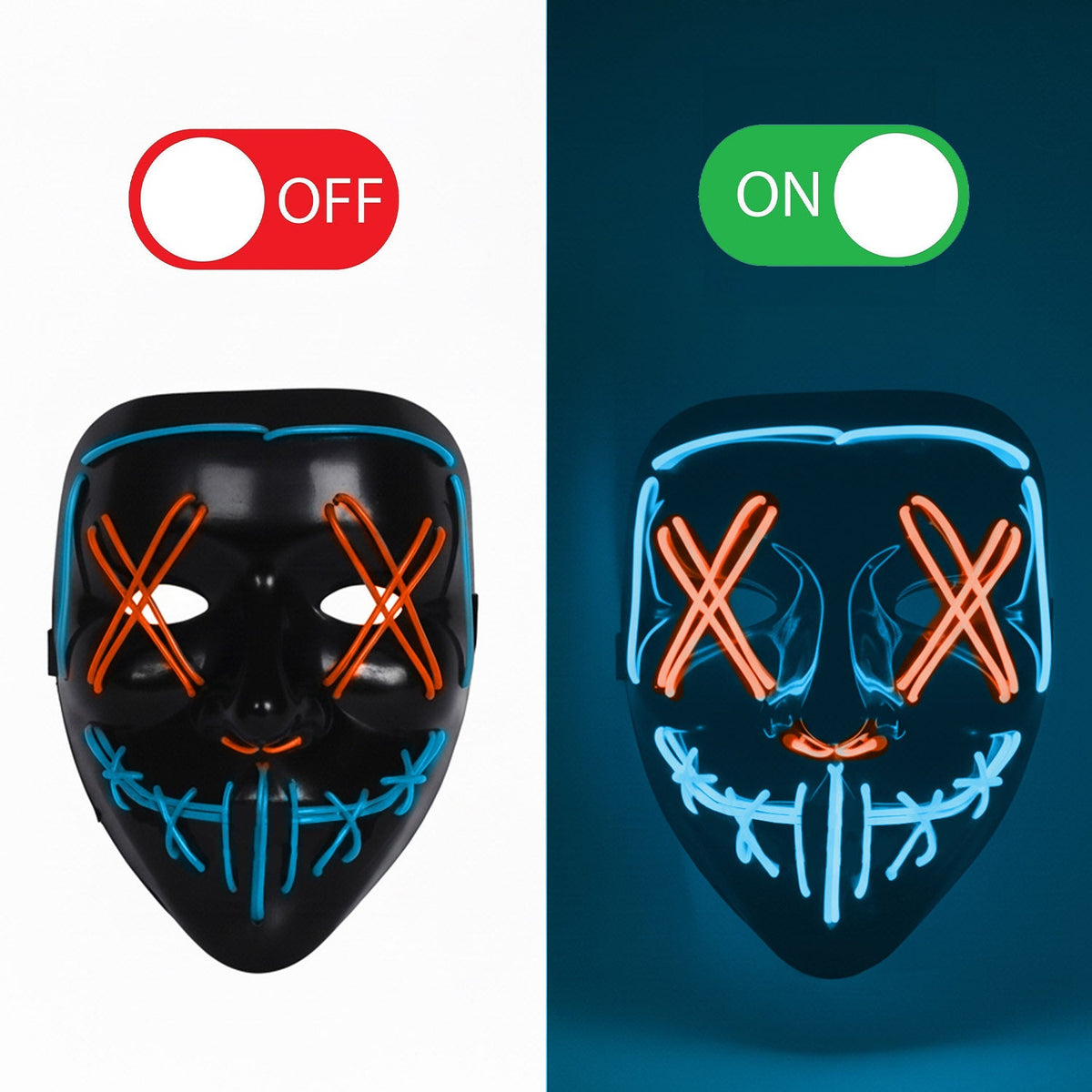 Masque LED Nightmare (Cauchemar) Yeux Rouges et Bouche Bleue Original Cup – Halloween