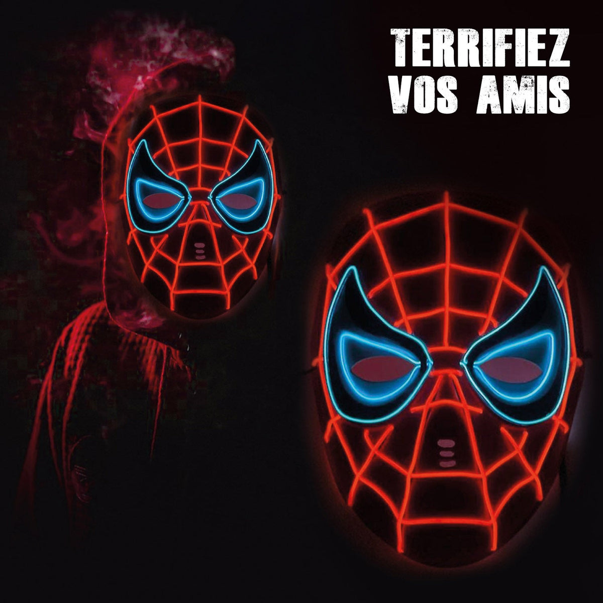 Masque LED Spider Original Cup – Soirée Déguisée, Carnaval et Halloween