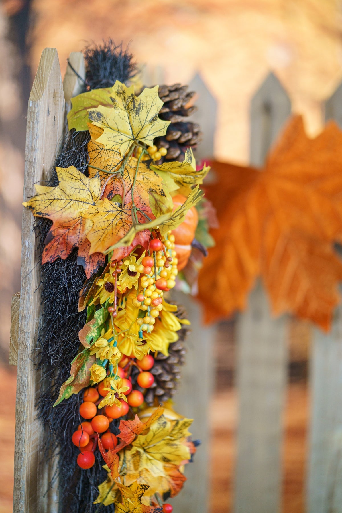 Suspension Automnale Tournesols et Citrouilles – Décoration d'Automne