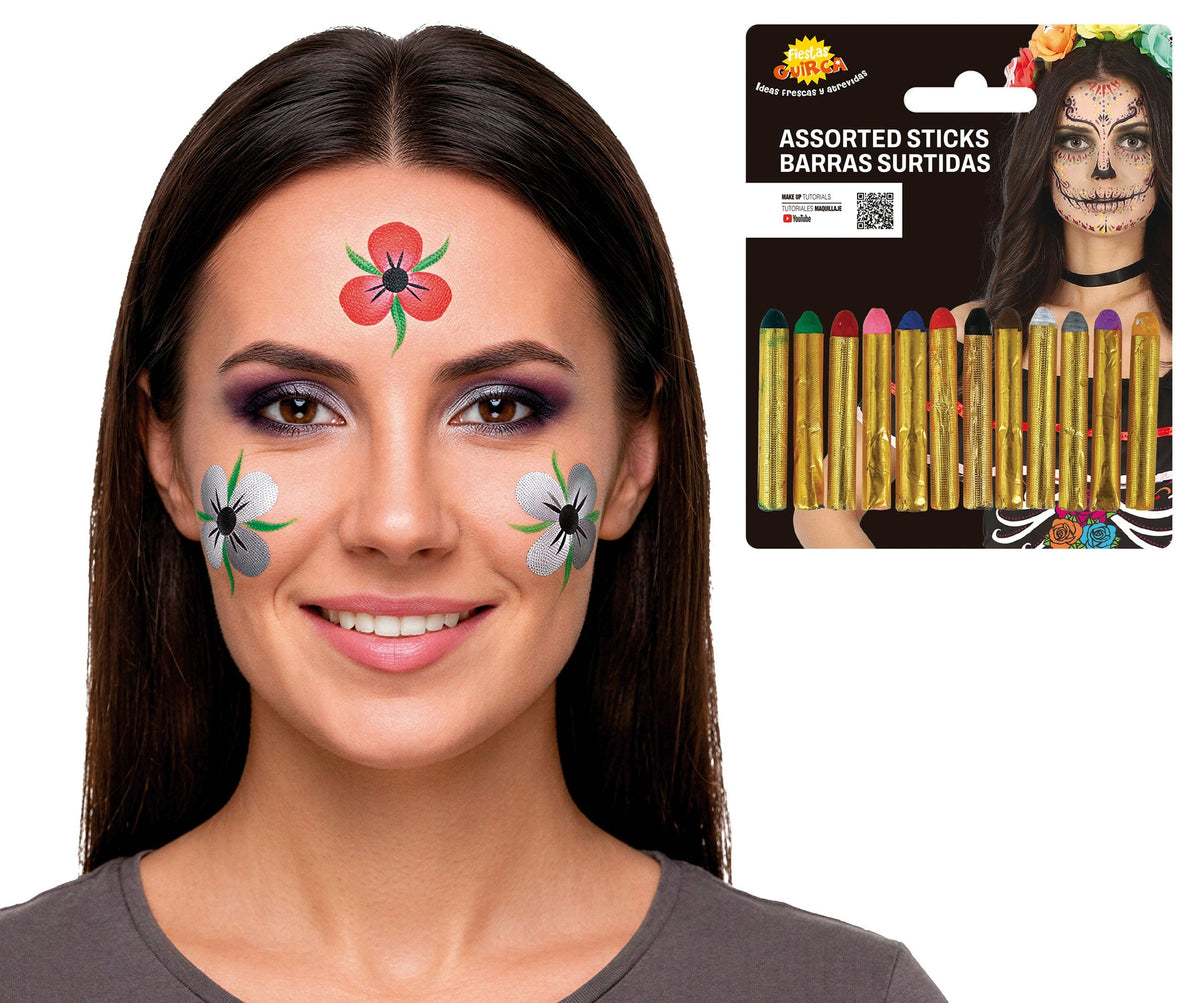 Blister de 12 Barres de Maquillage 12 x 19 g – Clown et Carnaval