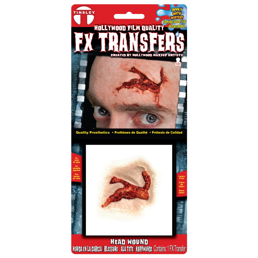 Transfert 3D Blessure à la Tête – Maquillage Effet Spécial Halloween