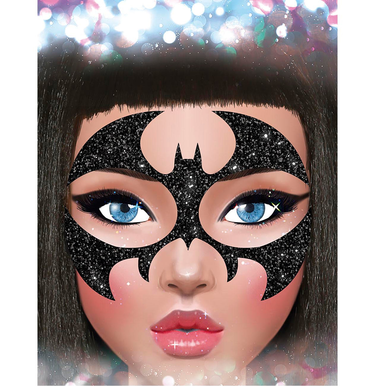Glitter Face Chauve-Souris Noire – Bijou de Visage Halloween