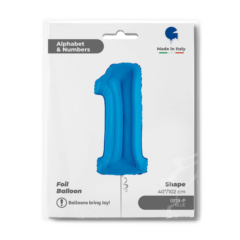 Ballon chiffre bleu - 40" - Gonflage Hélium en boutique