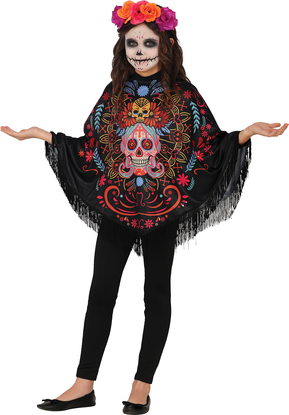 Déguisement Poncho Jour des Morts Enfant Fille – Jour des Morts et Halloween