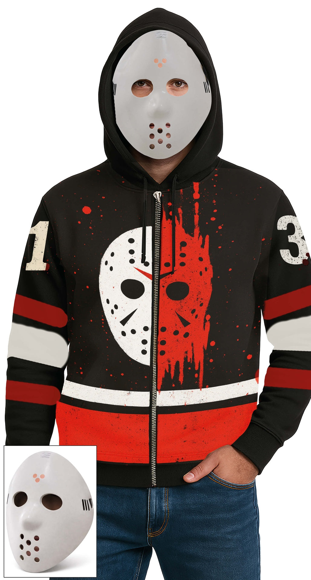 Déguisement Sweat à Capuche Killer avec Masque Adulte Homme – Halloween