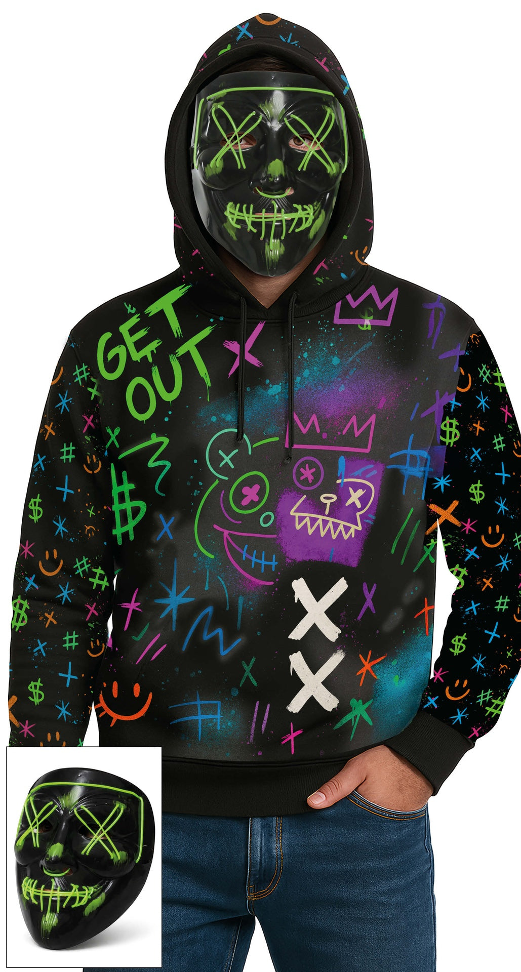 Déguisement Sweat Graffiti avec Masque Adulte Homme – Halloween