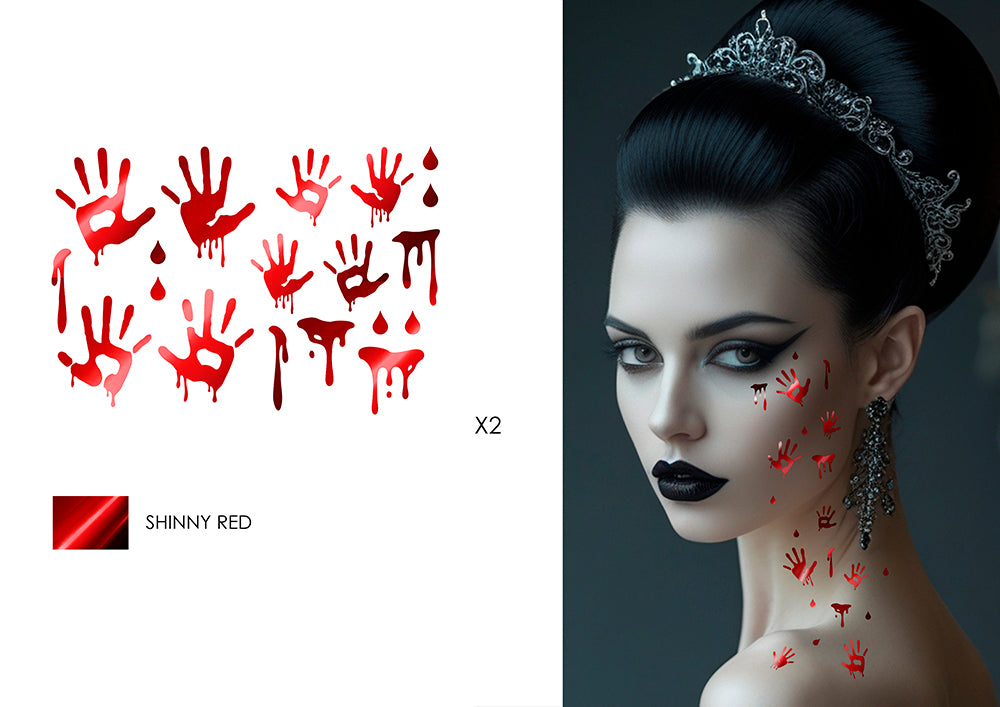 Tatouages Mains de Sang Brillants – Halloween