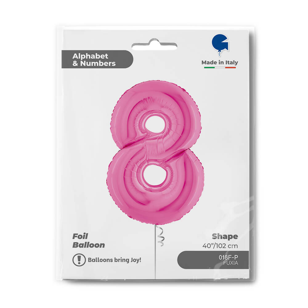 Ballon chiffre - Fuchsia holographique - 40" - Gonflage Hélium en boutique