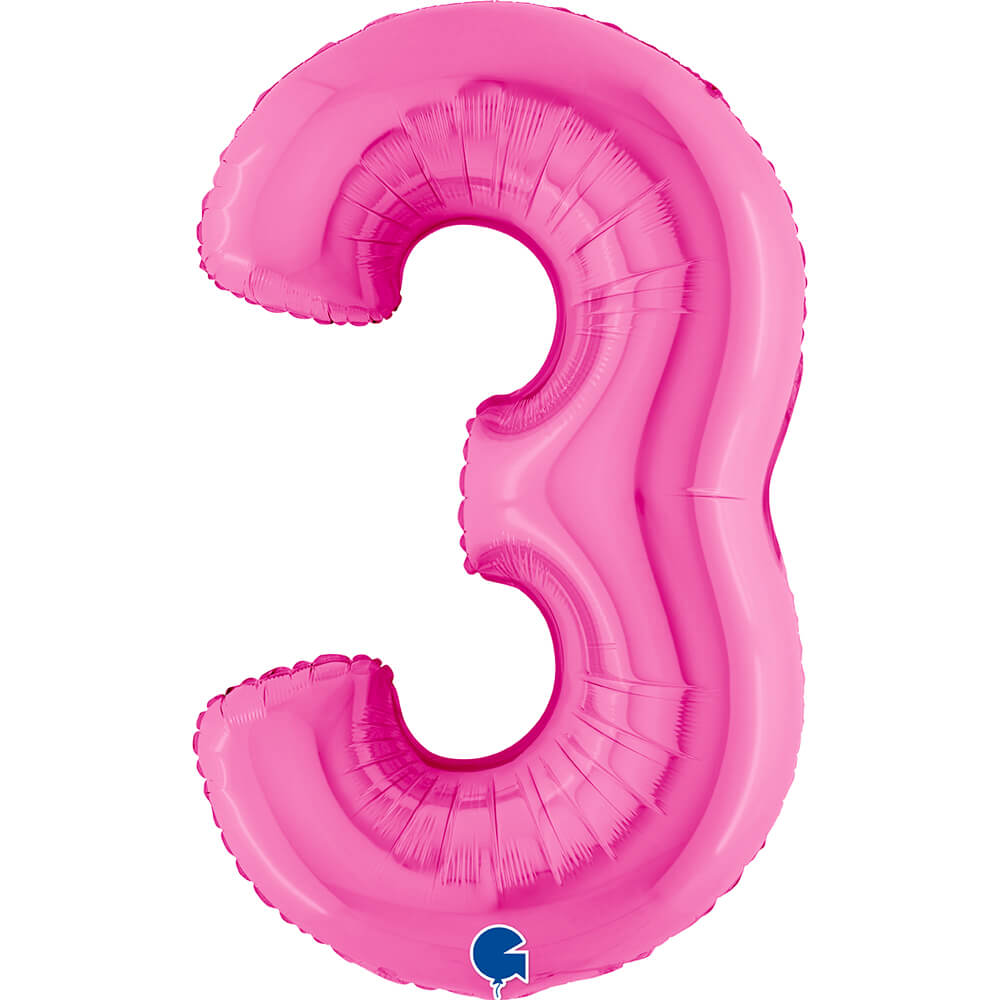 Ballon chiffre - Fuchsia holographique - 40" - Gonflage Hélium en boutique