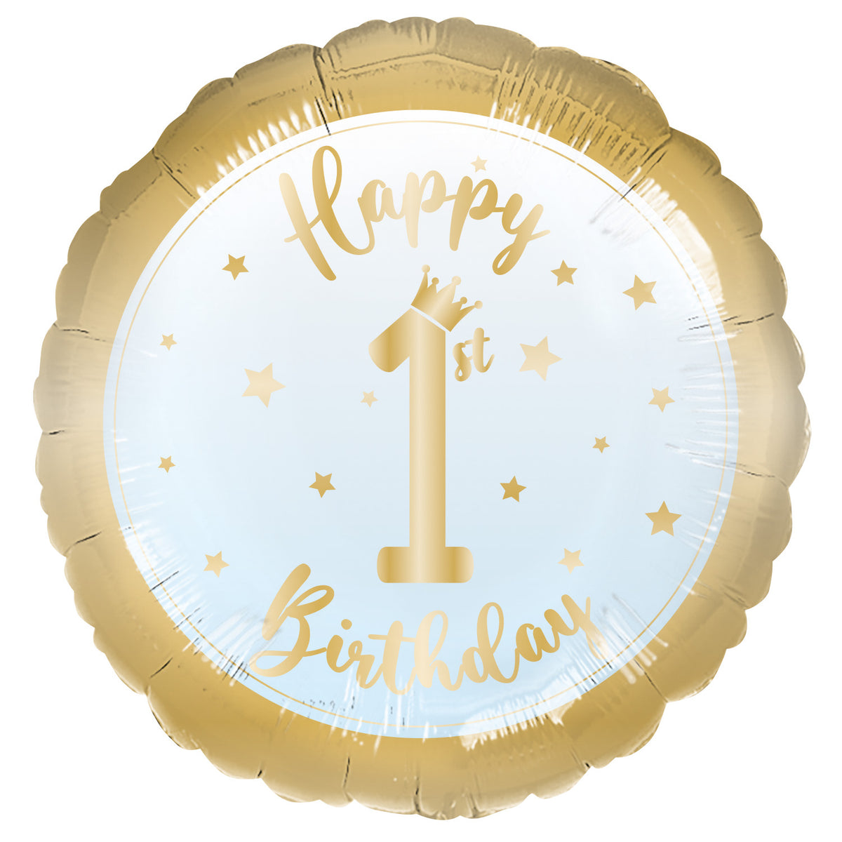 Ballon Hélium 1er Anniversaire Garçon Rond Bleu et Or – Fête Bébé