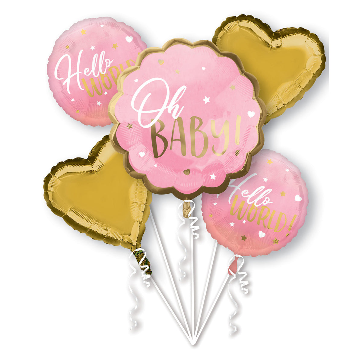 Bouquet de Ballons Hélium Oh Baby Rose Naissance Fille – Baby Shower