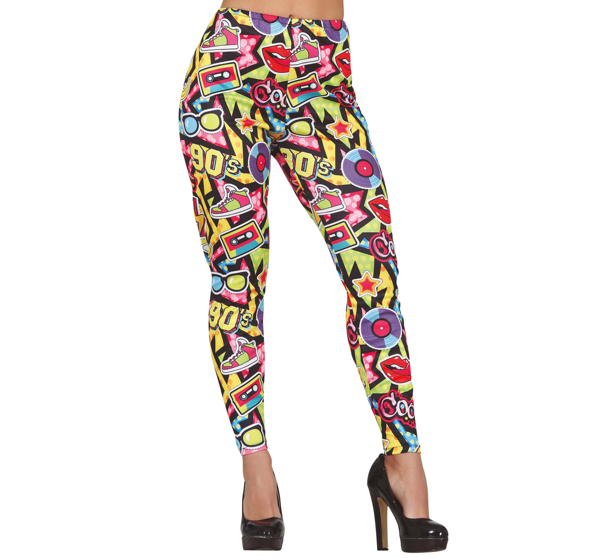 90s multicoloured trousers, adult size M, polyester