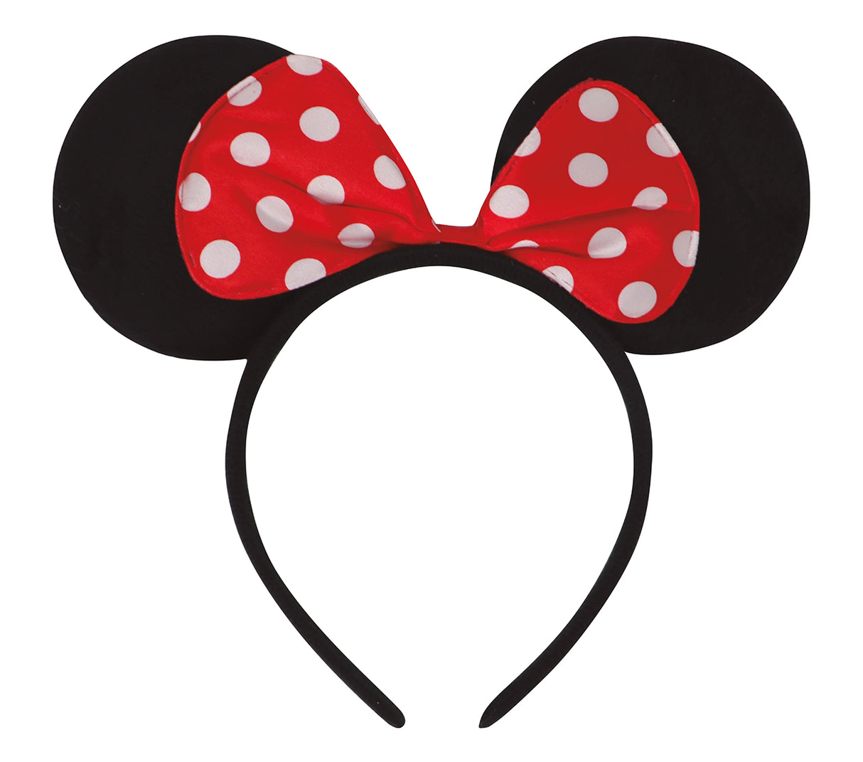 Diadème souris noir et rouge en tissu pour femme