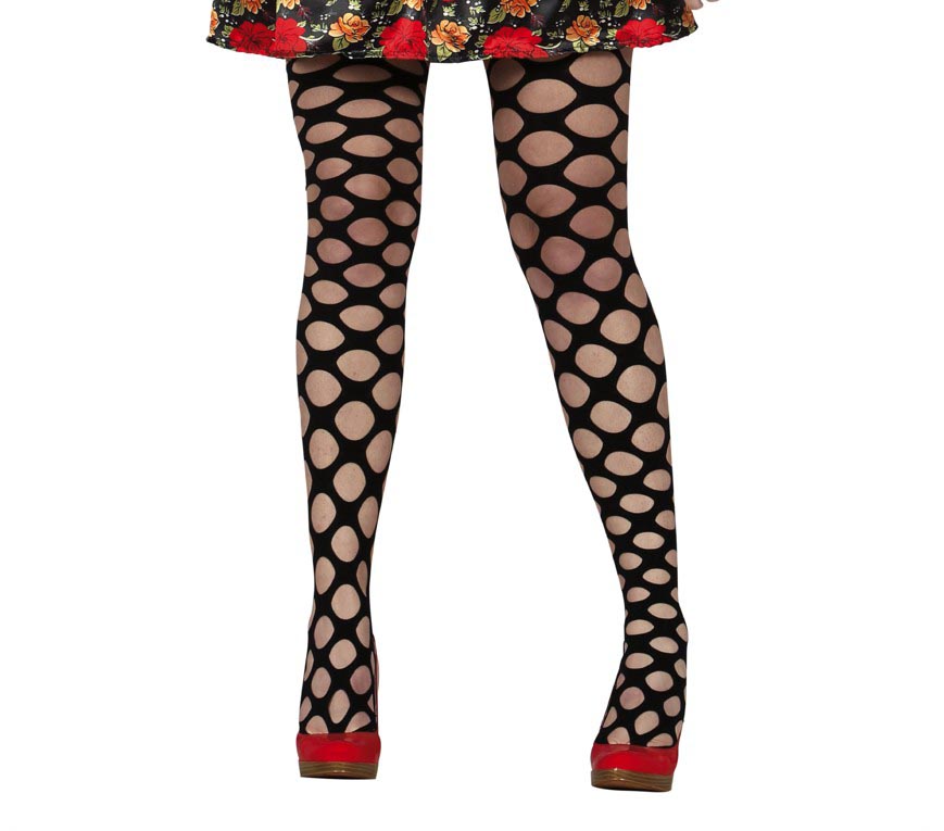 Collants grande maille noir - Halloween femme