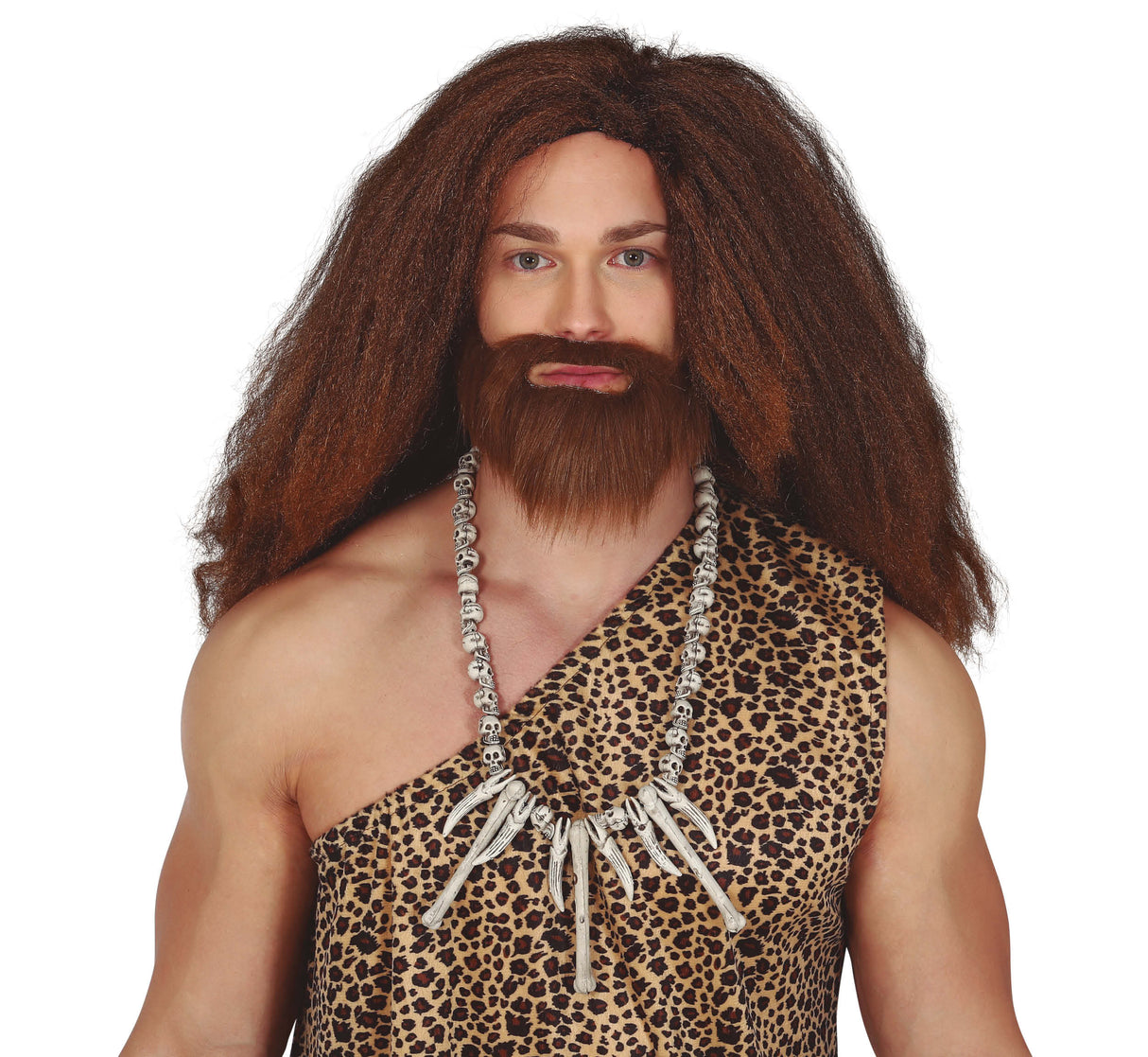 Collier homme des cavernes tête de mort beige PVC - Halloween