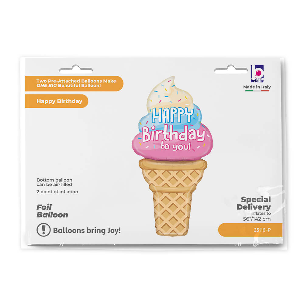 XL Ice Cream Balloon - Multicolored - 56" - Helium Inflation Available in Store