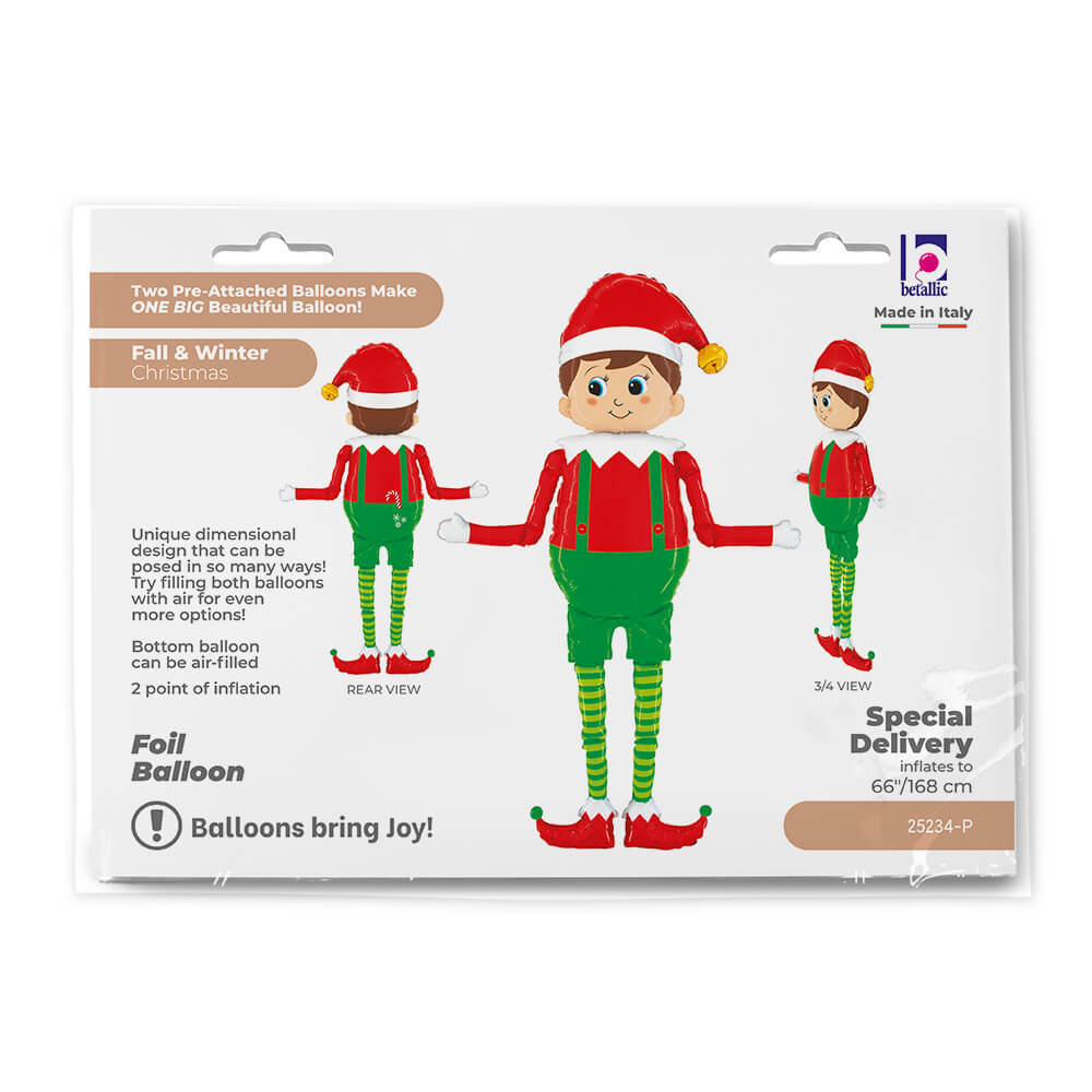 Giant Elf Balloon - Green and Red - 66" - Helium Inflation Available in Store