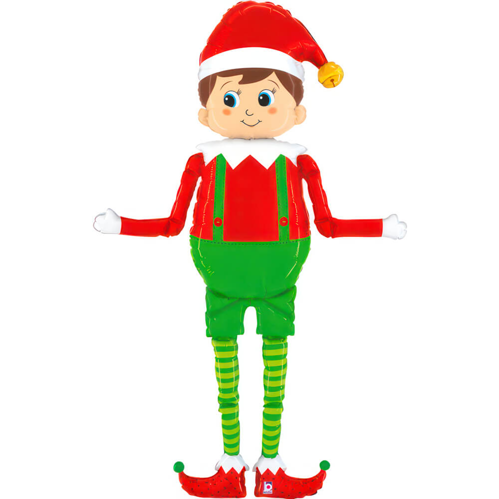 Giant Elf Balloon - Green and Red - 66" - Helium Inflation Available in Store