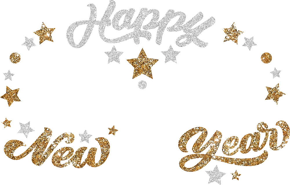 New Year's Adhesive Face Jewelry - Gold and Silver