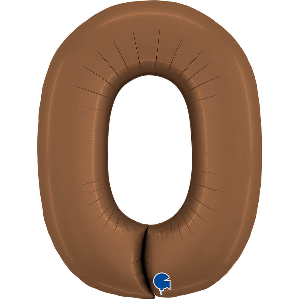 Ballon chiffre 0 - Chocolat satiné - 40" - Gonflage Hélium en boutique