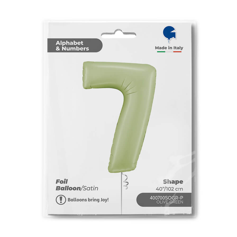 Number balloon - satin olive green - 40" - Helium inflation in store