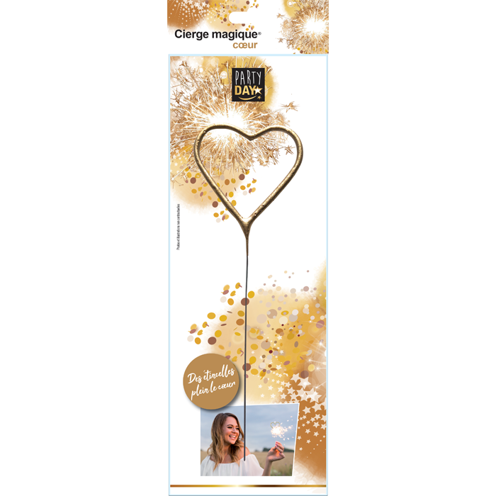 Grand cierge magique doré en forme de cœur, décoration pyrotechnique F1 pour mariage, anniversaire et célébrations, âge minimum 12 ans