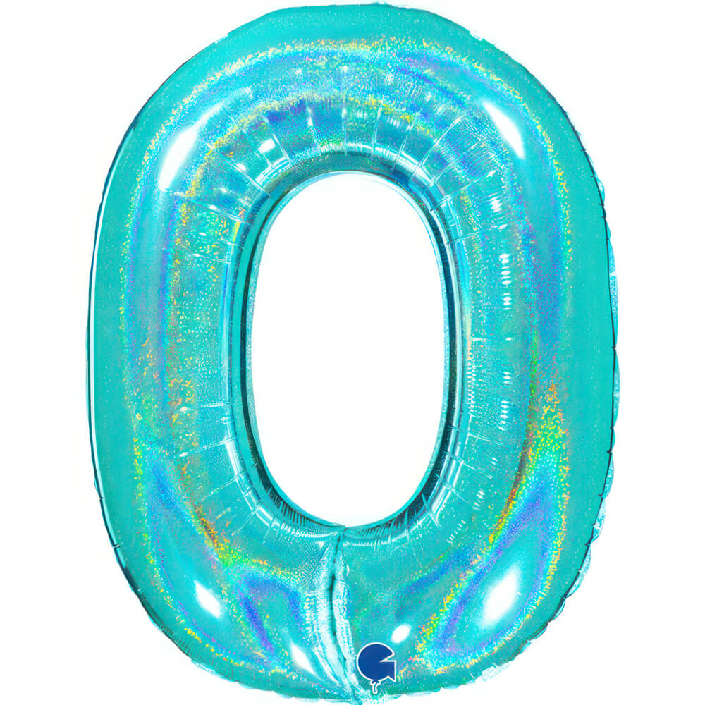 Ballon chiffre - Turquoise pailleté - 40" - Gonflage Hélium en boutique